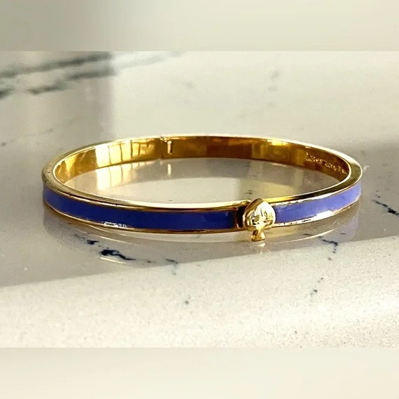 kate spade EUC Bracelet Gold w/Lavender Enamel/hinged w/Spade click closure - Picture 11 of 11